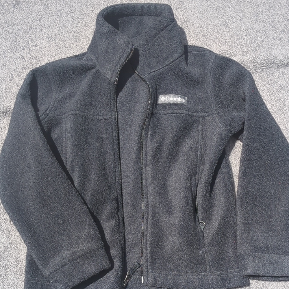 Columbia Black Fleece Jacket Full-Zip Stand-Up Collar
